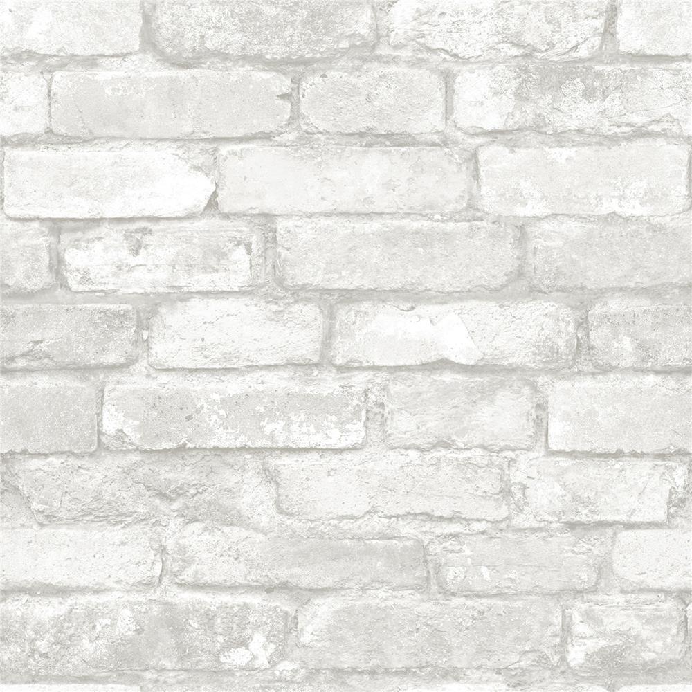 Chesapeake by Brewster 3115-NU1653 Farmhouse Buchanan Off-White Brick Wallpaper