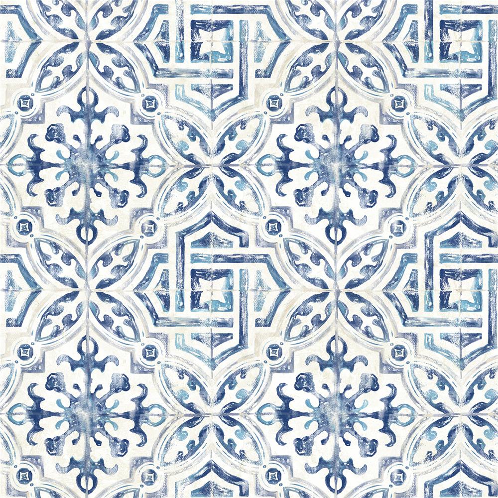 Chesapeake by Brewster 3117-12332 The Vineyard Sonoma Blue Spanish Tile Wallpaper