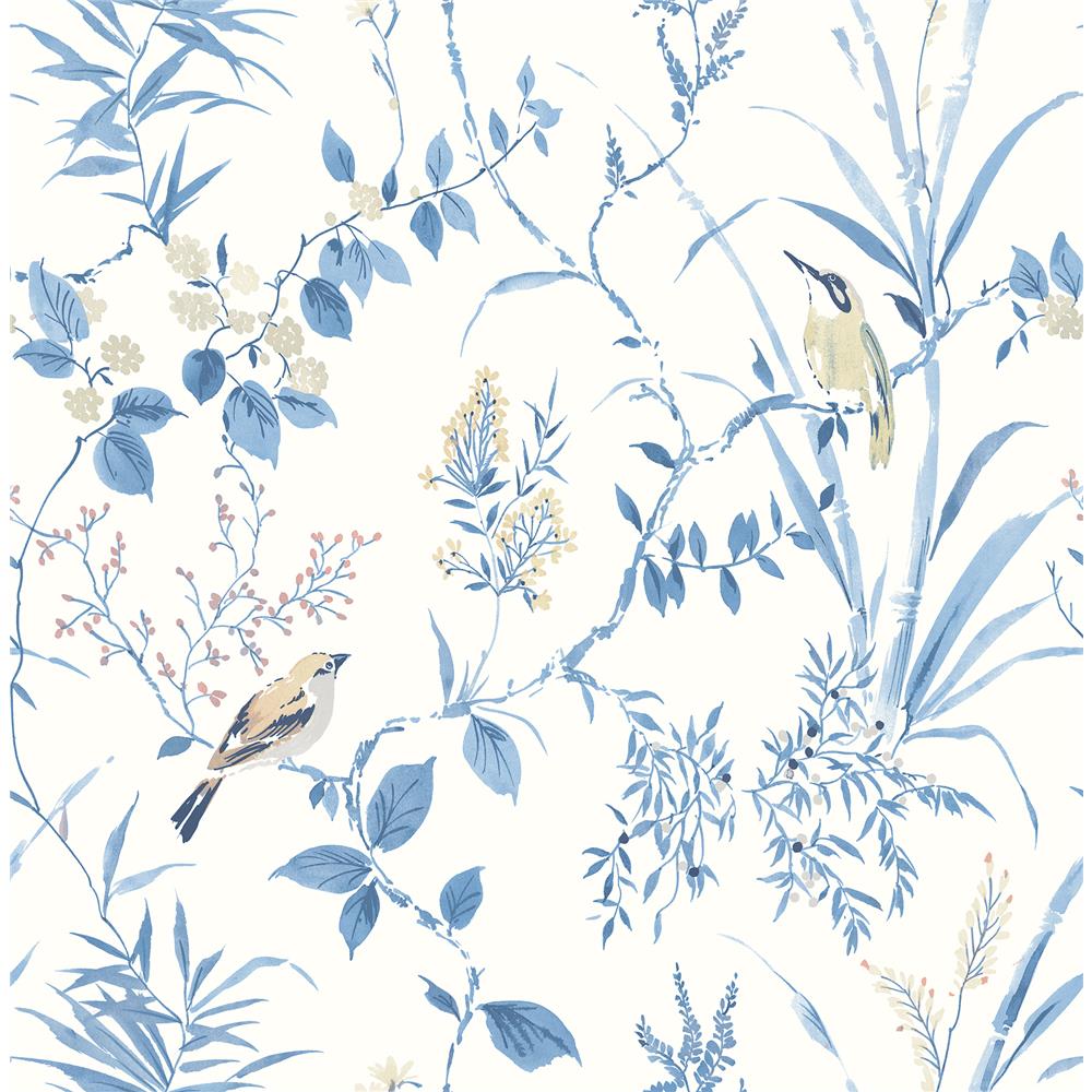 Chesapeake by Brewster 3117-24170 The Vineyard Imperial Garden Blue Botanical Wallpaper