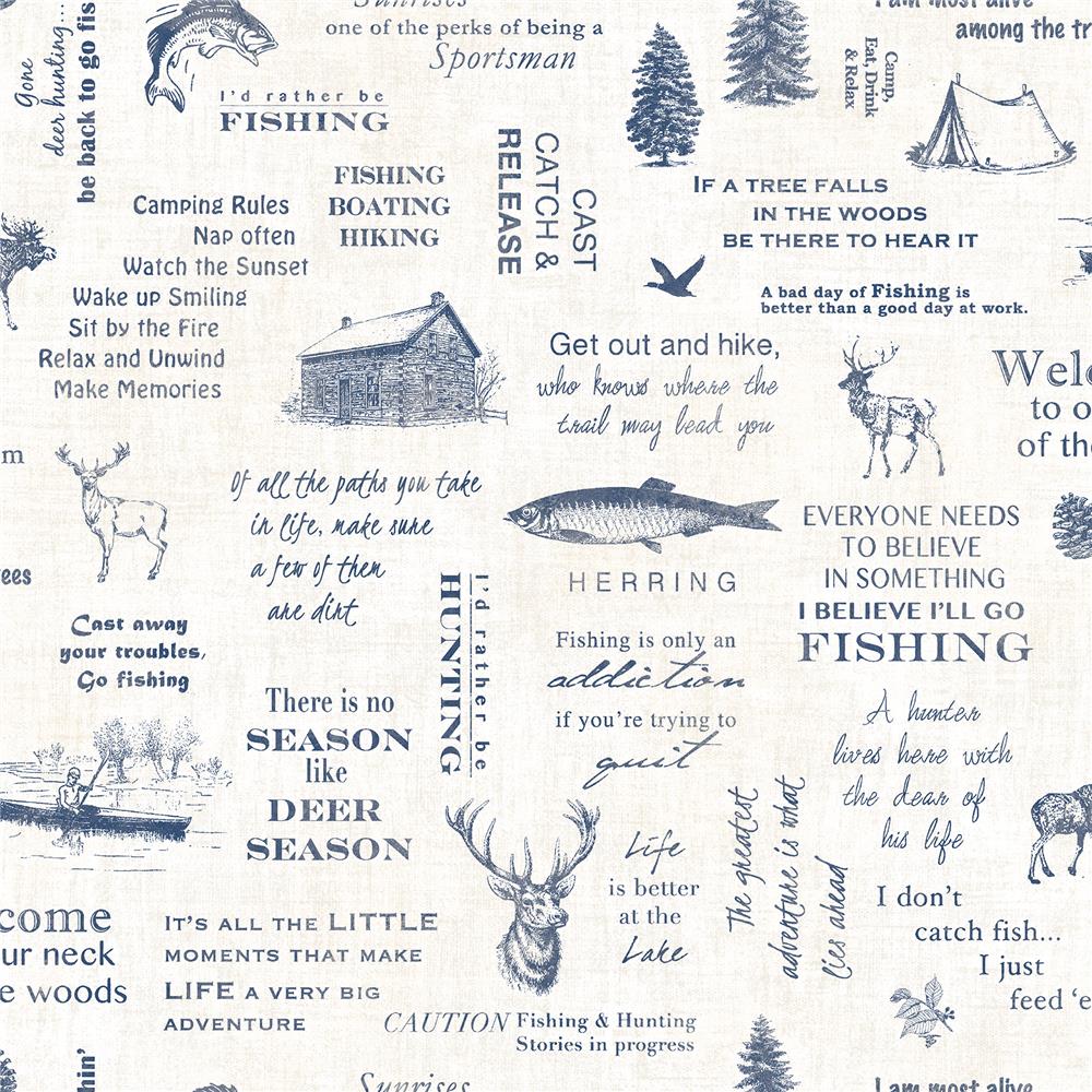 Chesapeake by Brewster 3118-01474 Birch & Sparrow North Hills Navy Camping Quotes Wallpaper