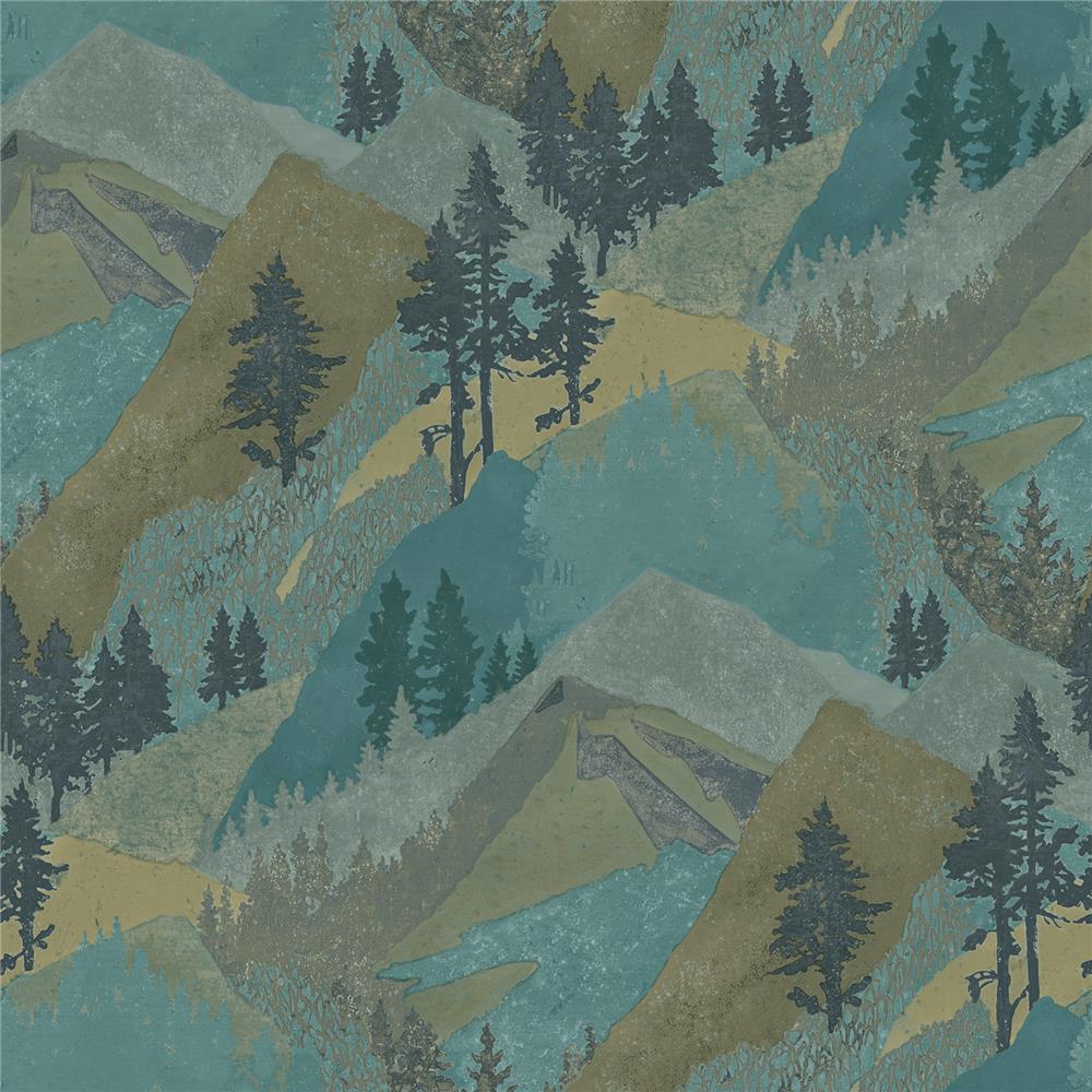 Chesapeake by Brewster 3118-12632 Birch & Sparrow Range Green Mountains Wallpaper