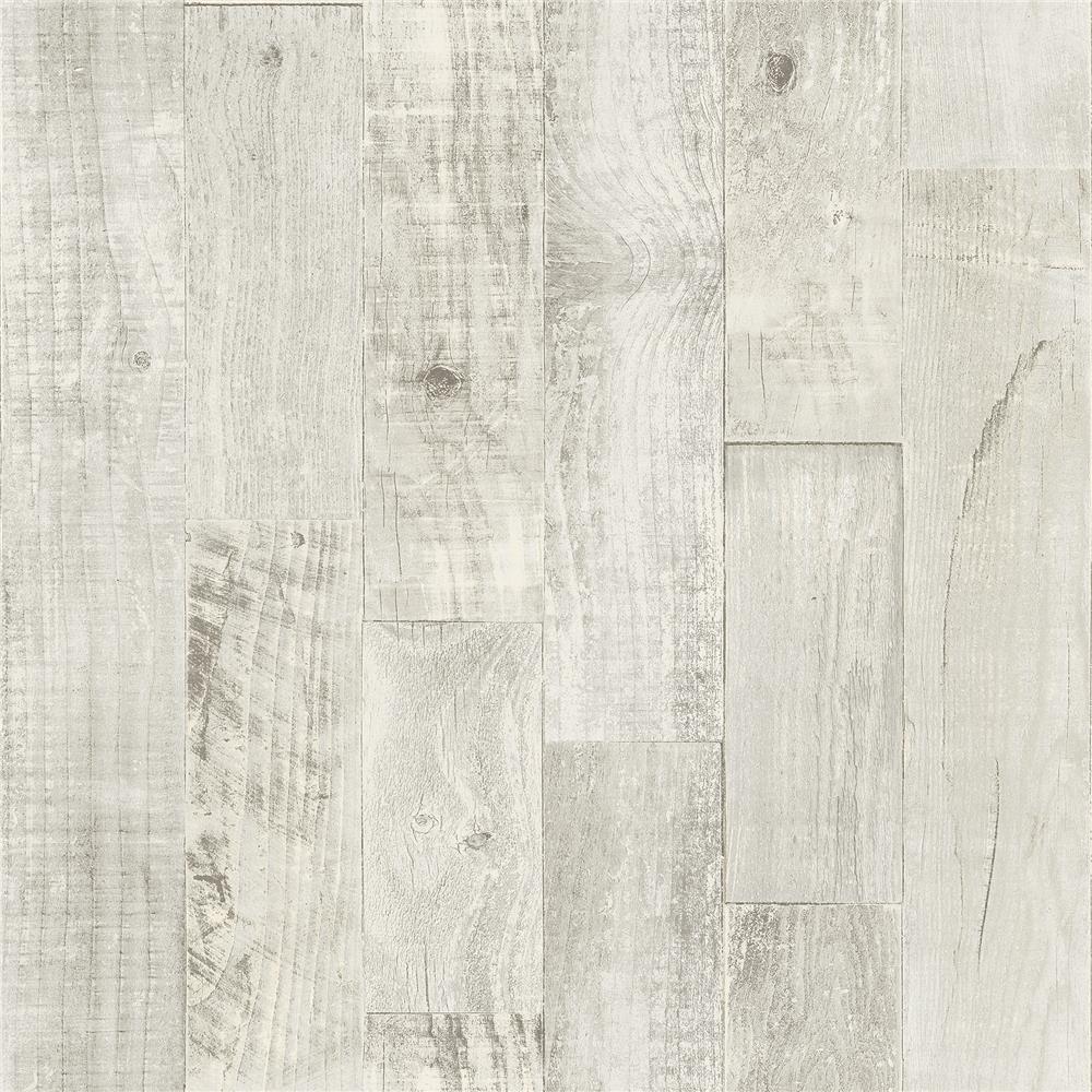 Chesapeake by Brewster 3118-12694 Birch & Sparrow Chebacco Light Grey Wooden Planks Wallpaper