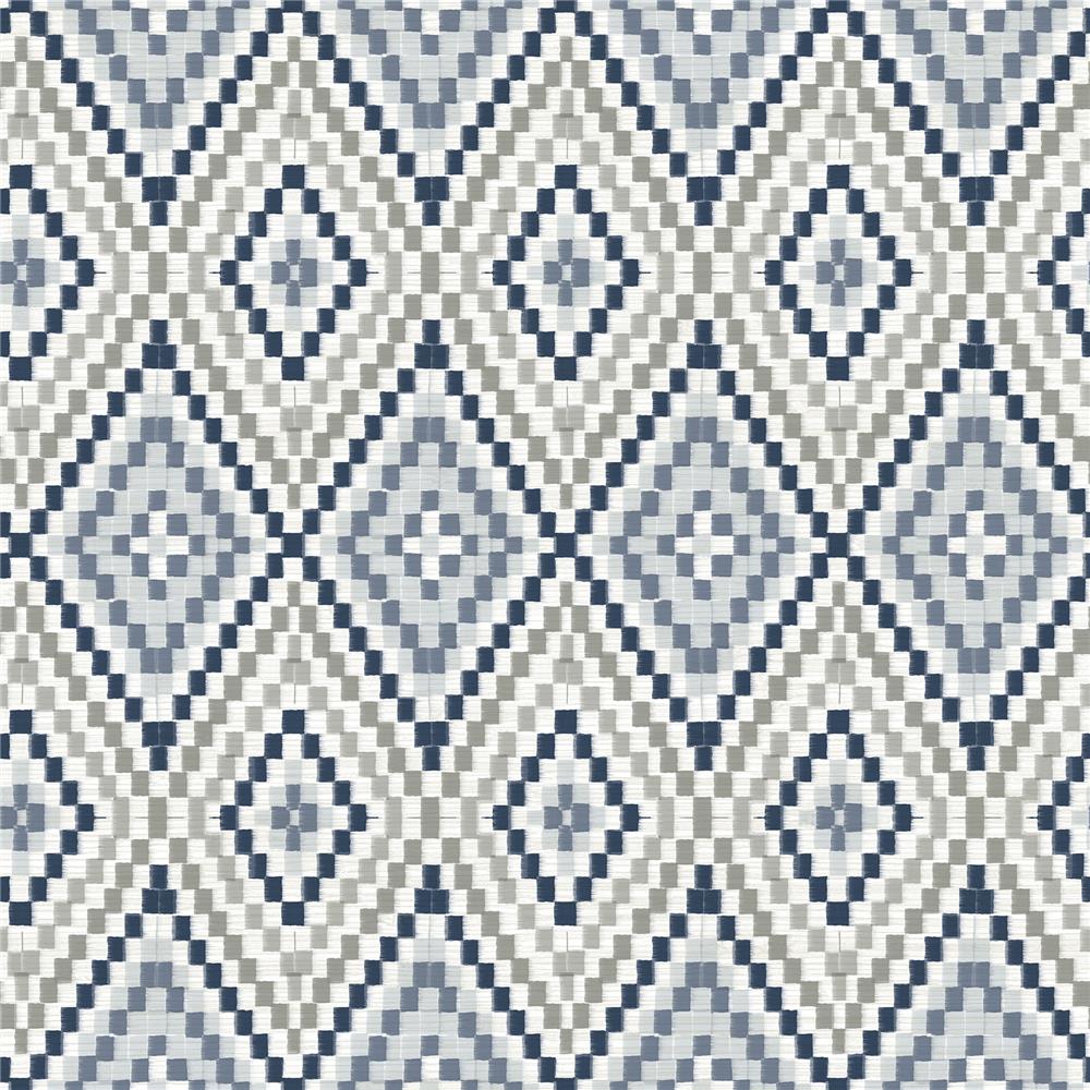 Chesapeake by Brewster 3118-12713 Birch & Sparrow Ganado Navy Geometric Ikat Wallpaper