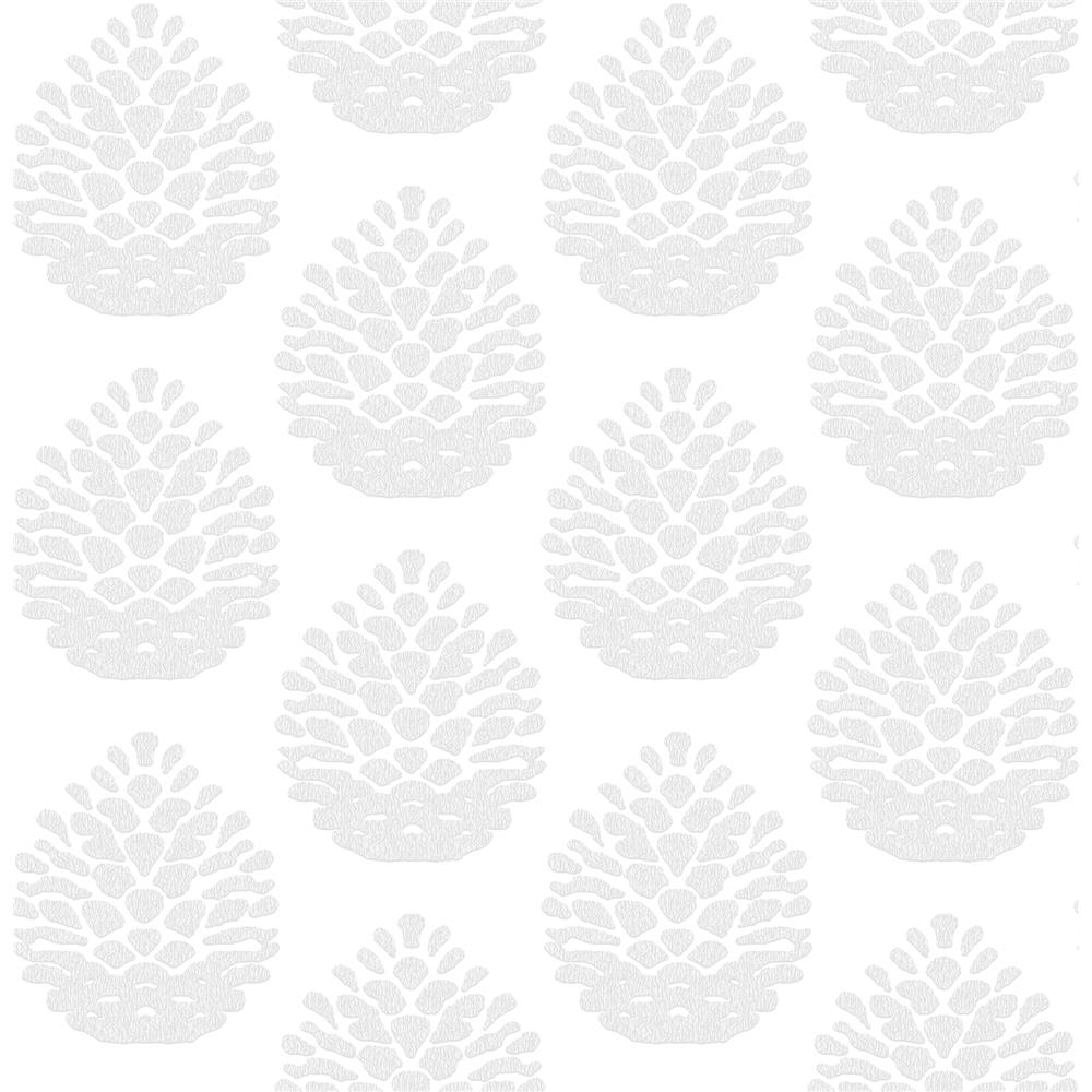 Chesapeake by Brewster 3118-25091 Birch & Sparrow Totem Light Grey Pinecone Wallpaper