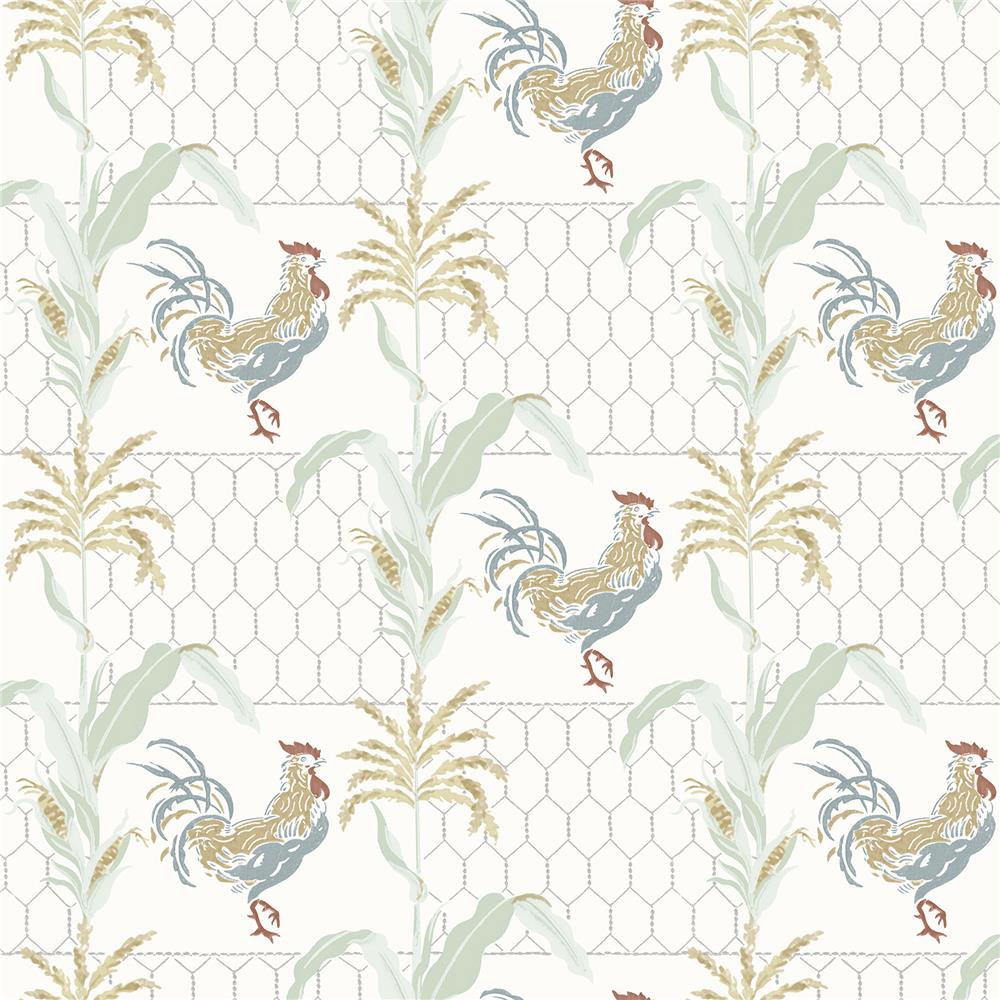 Chesapeake by Brewster 3119-13022 Hank Multicolor Rooster Wallpaper