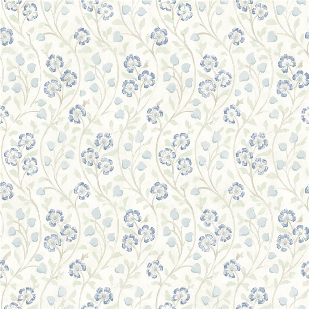 Chesapeake by Brewster 3119-13052 Patsy Blue Floral Wallpaper