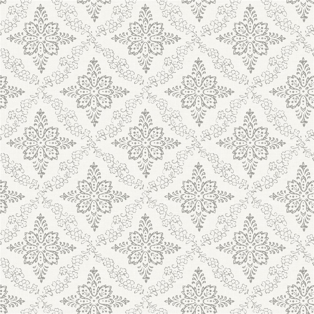 Chesapeake by Brewster 3119-13531 Wynonna Light Grey Geometric Floral Wallpaper