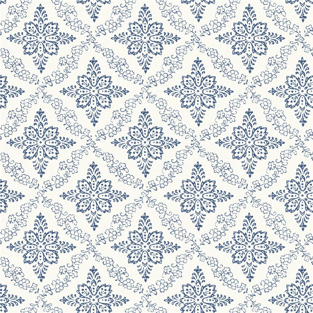 Chesapeake by Brewster 3119-13532 Wynonna Navy Geometric Floral Wallpaper