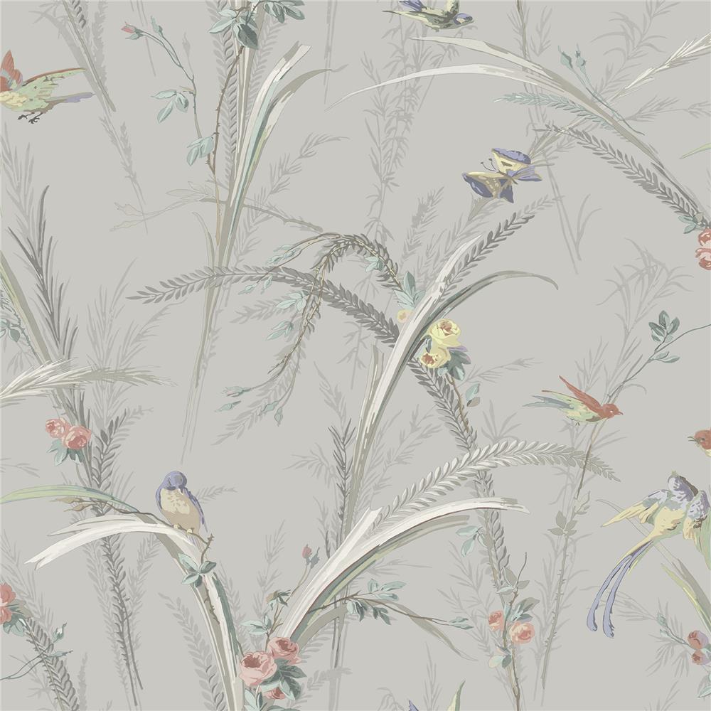 Chesapeake by Brewster 3119-193211 Meadowlark Grey Botanical Wallpaper