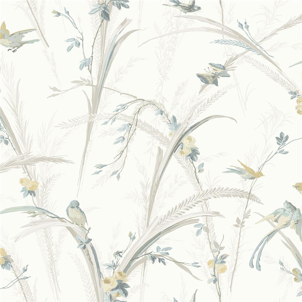 Chesapeake by Brewster 3119-19329 Meadowlark Light Grey Botanical Wallpaper