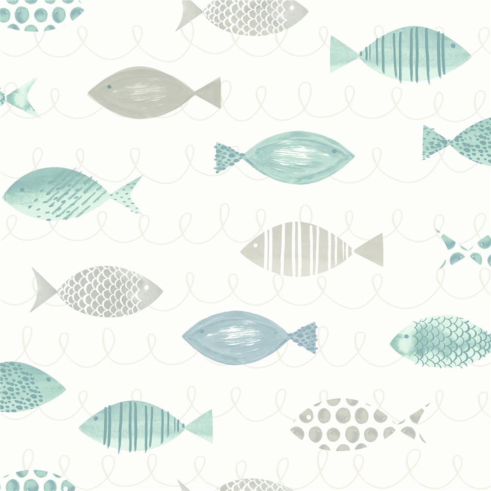 Chesapeake by Brewster 3120-12044 Sanibel Key West Teal Sea Fish Wallpaper