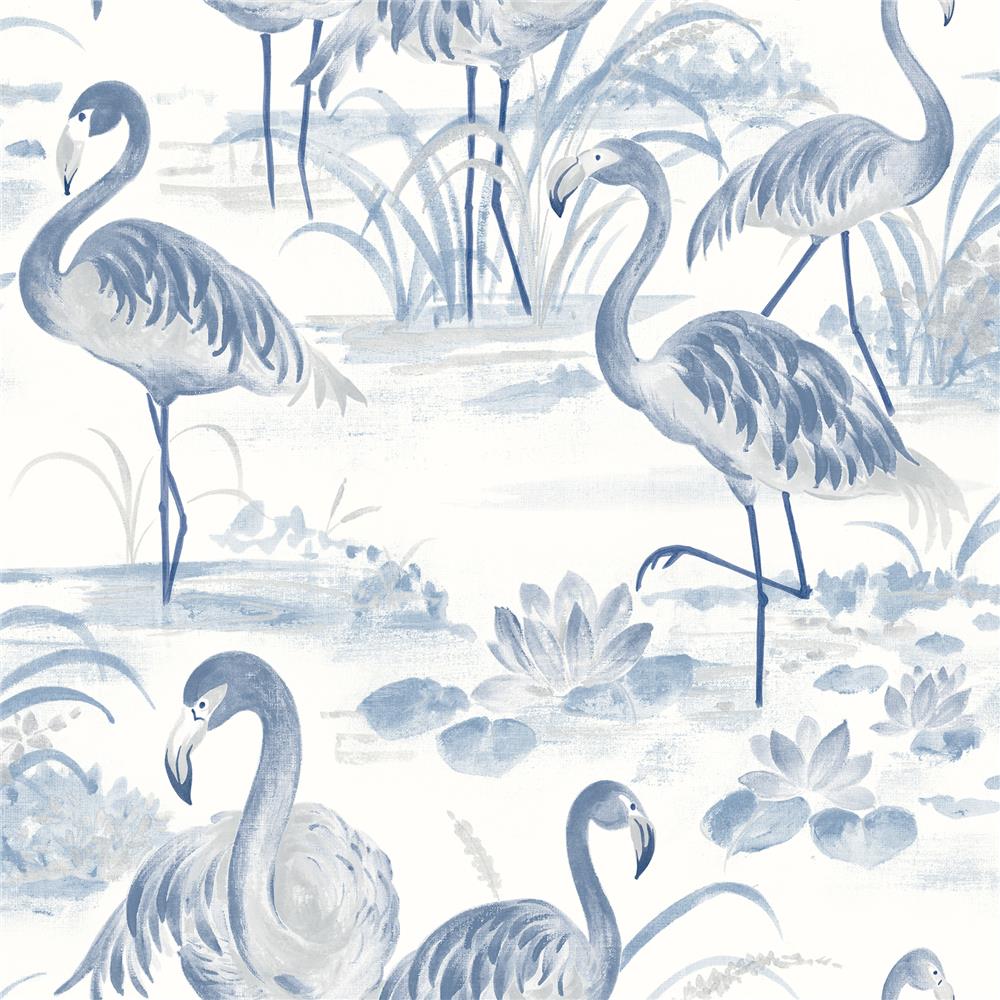 Chesapeake by Brewster 3120-13602 Sanibel Everglades Blue Flamingos Wallpaper
