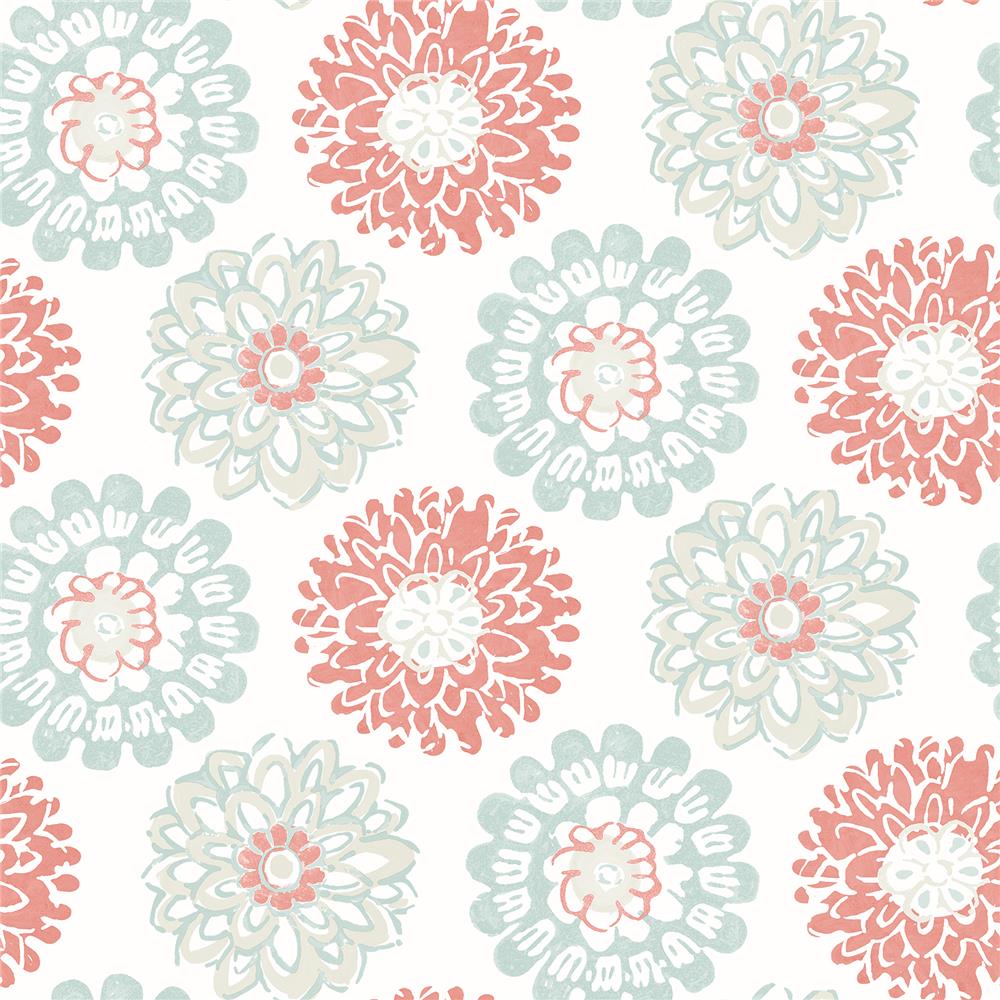 Chesapeake by Brewster 3120-13701 Sanibel Sunkissed Coral Floral Wallpaper