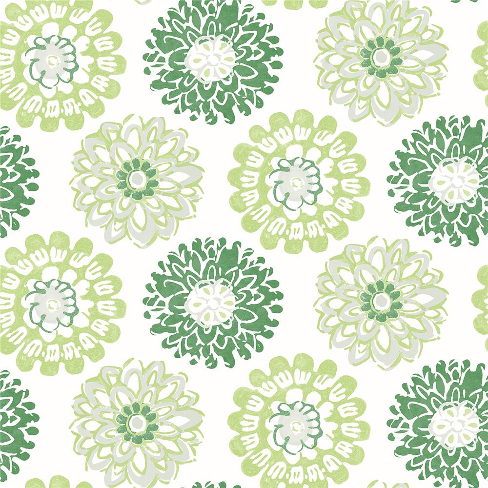 Chesapeake by Brewster 3120-13702 Sanibel Sunkissed Green Floral Wallpaper