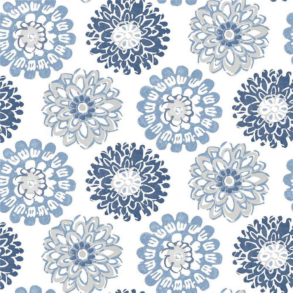 Chesapeake by Brewster 3120-13705 Sanibel Sunkissed Blue Floral Wallpaper