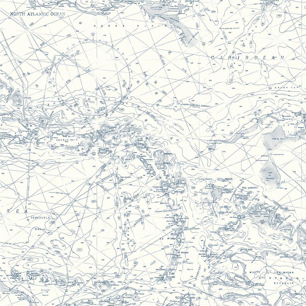 Chesapeake by Brewster 3120-16178 Sanibel Charts Navy Map Wallpaper