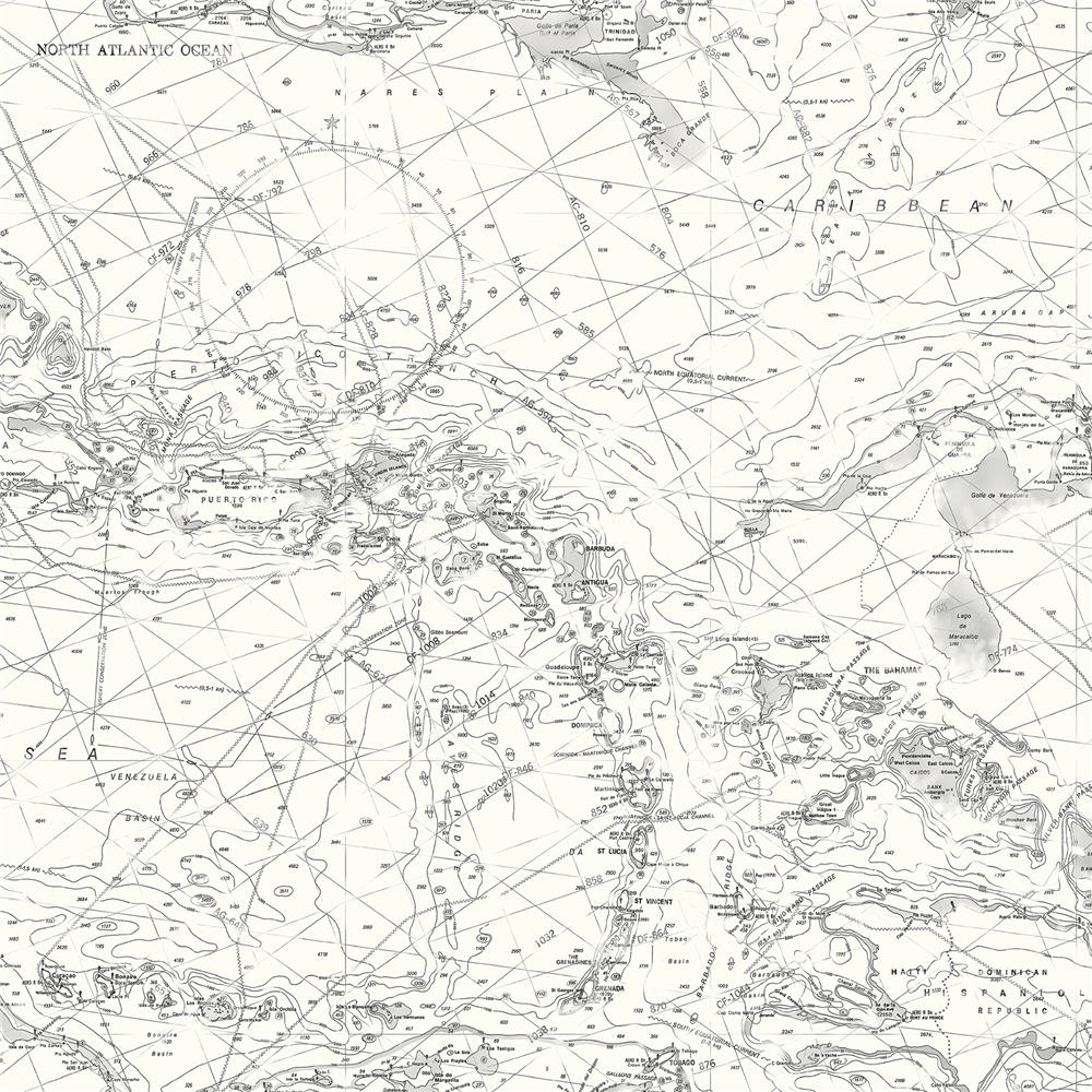 Chesapeake by Brewster 3120-16179 Sanibel Charts Black Map Wallpaper