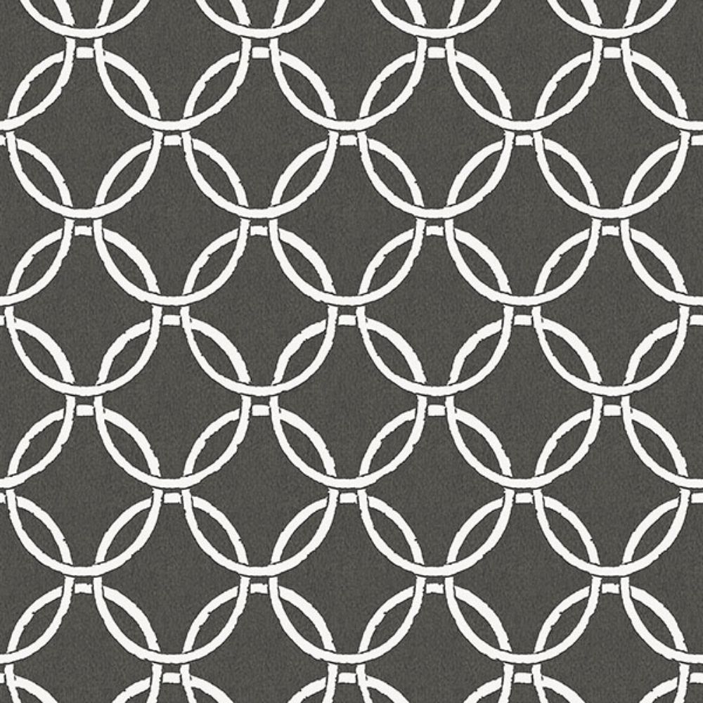 Chesapeake by Brewster 3122-11000 Quelala Black Ring Ogee Wallpaper