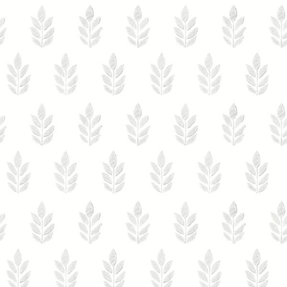 Chesapeake by Brewster 3122-11310 Ervic Light Grey Leaf Block Print Wallpaper