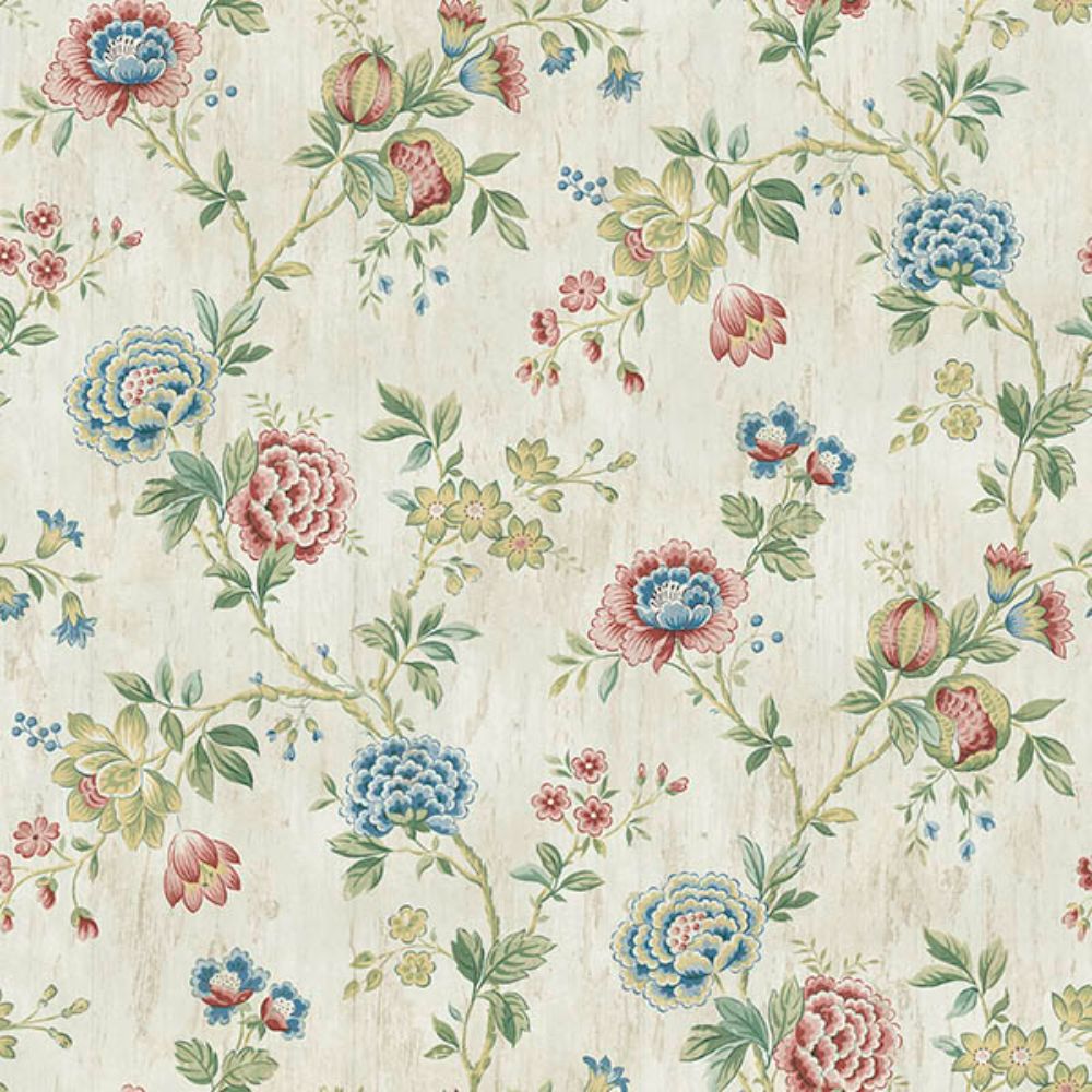 Chesapeake by Brewster 3123-02211 Chrysanthemum Multicolor Jacobean Wallpaper