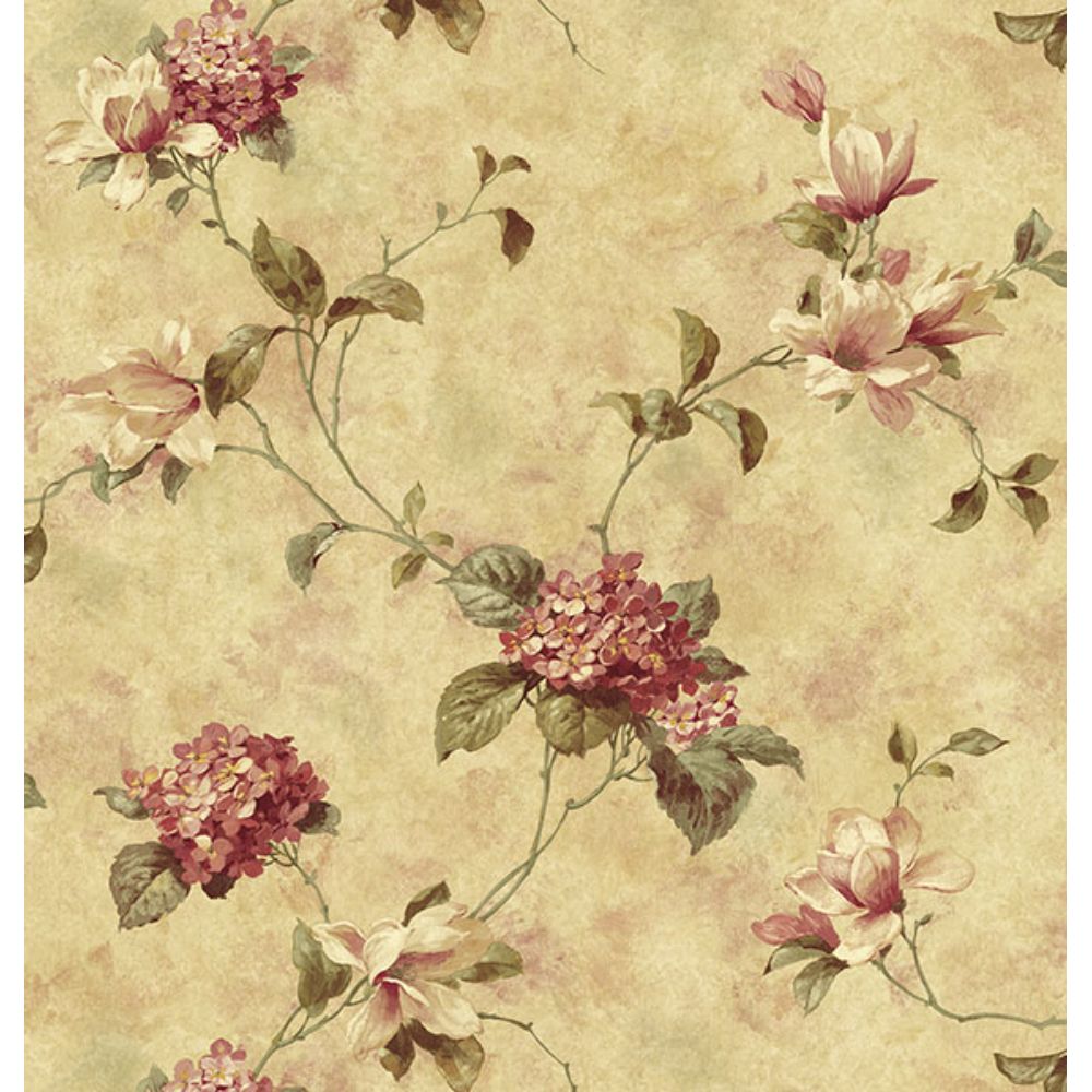 Chesapeake by Brewster 3123-76304 Magnolia Yellow Hydrangea Trail Wallpaper