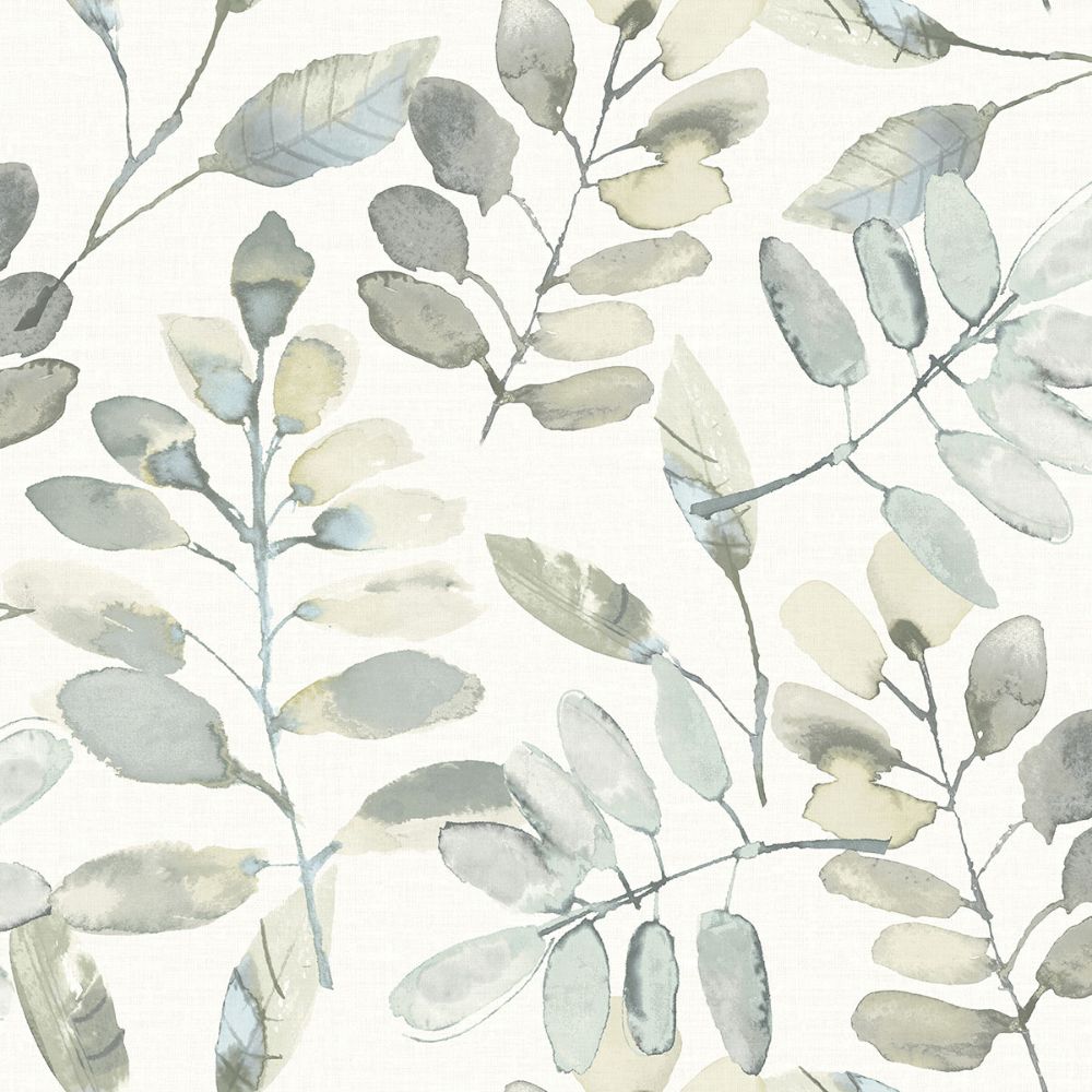 Chesapeake by Brewster 3124-13905 Pinnate Grey Leaves Wallpaper