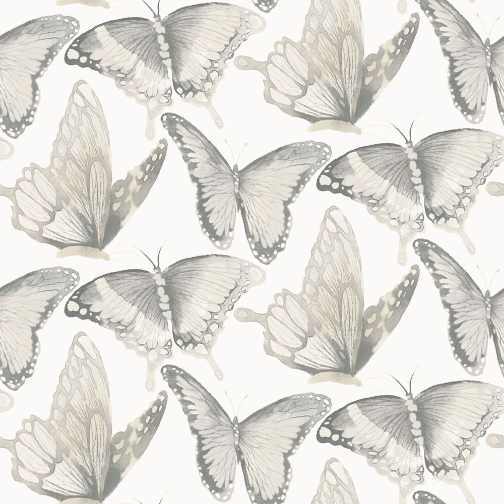 Chesapeake by Brewster 3124-13931 Janetta Grey Butterfly Wallpaper