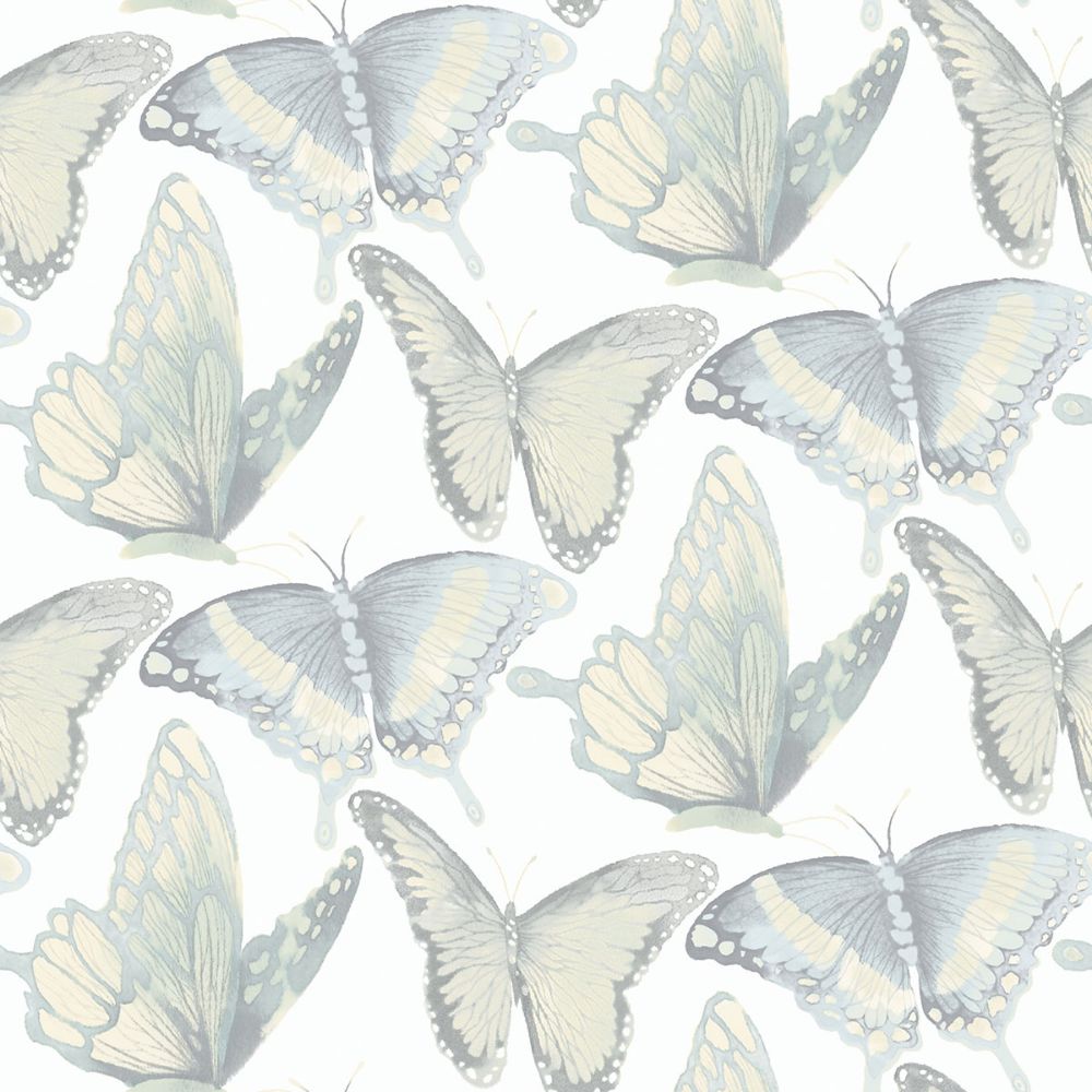 Chesapeake by Brewster 3124-13935 Janetta Mint Butterfly Wallpaper