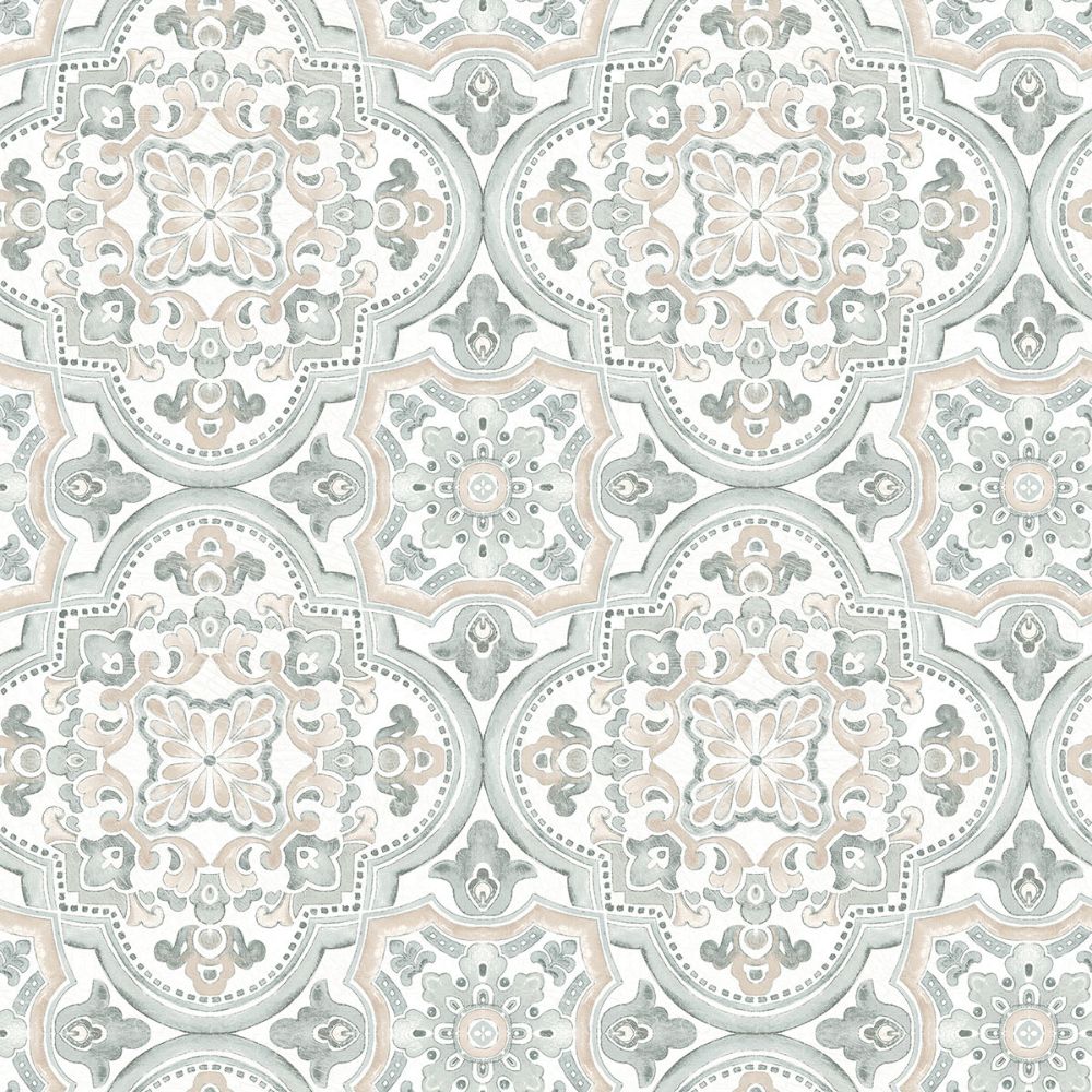 Chesapeake by Brewster 3124-13961 Concord Coral Medallion Wallpaper