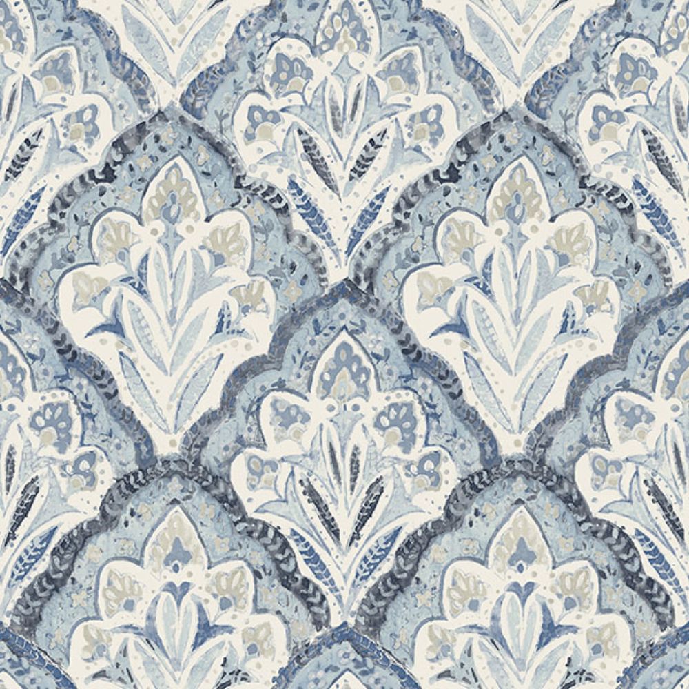 Chesapeake by Brewster 3125-72337 Mimir Blue Quilted Damask Wallpaper