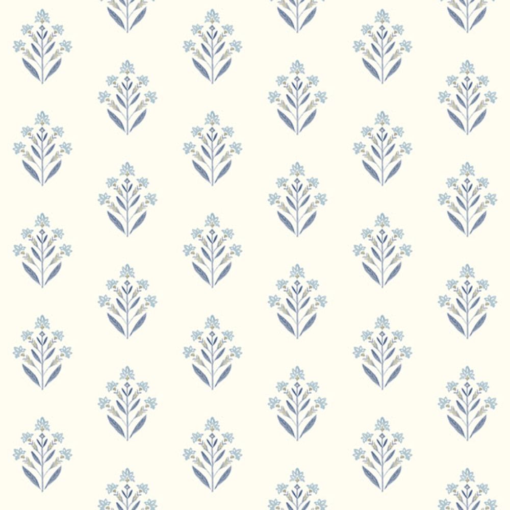 Chesapeake by Brewster 3125-72347 Kova Blue Floral Crest Wallpaper