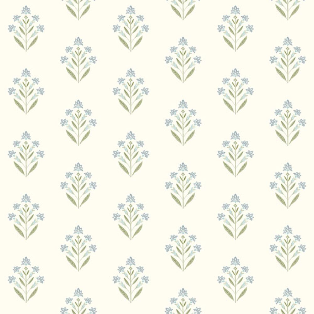 Chesapeake by Brewster 3125-72351 Kova Aquamarine Floral Crest Wallpaper