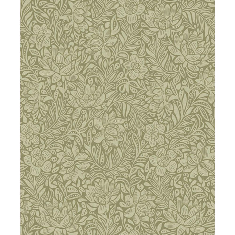 Eijffinger by Brewster 316024 Zahara Olive Floral Wallpaper