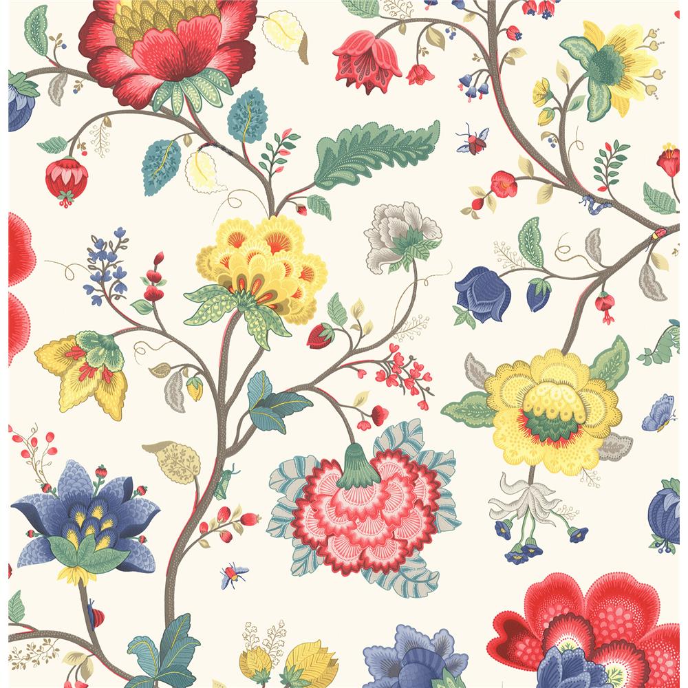 Eijffinger by Brewster 341030 Pip III Epona Cream Floral Fantasy Wallpaper in Cream