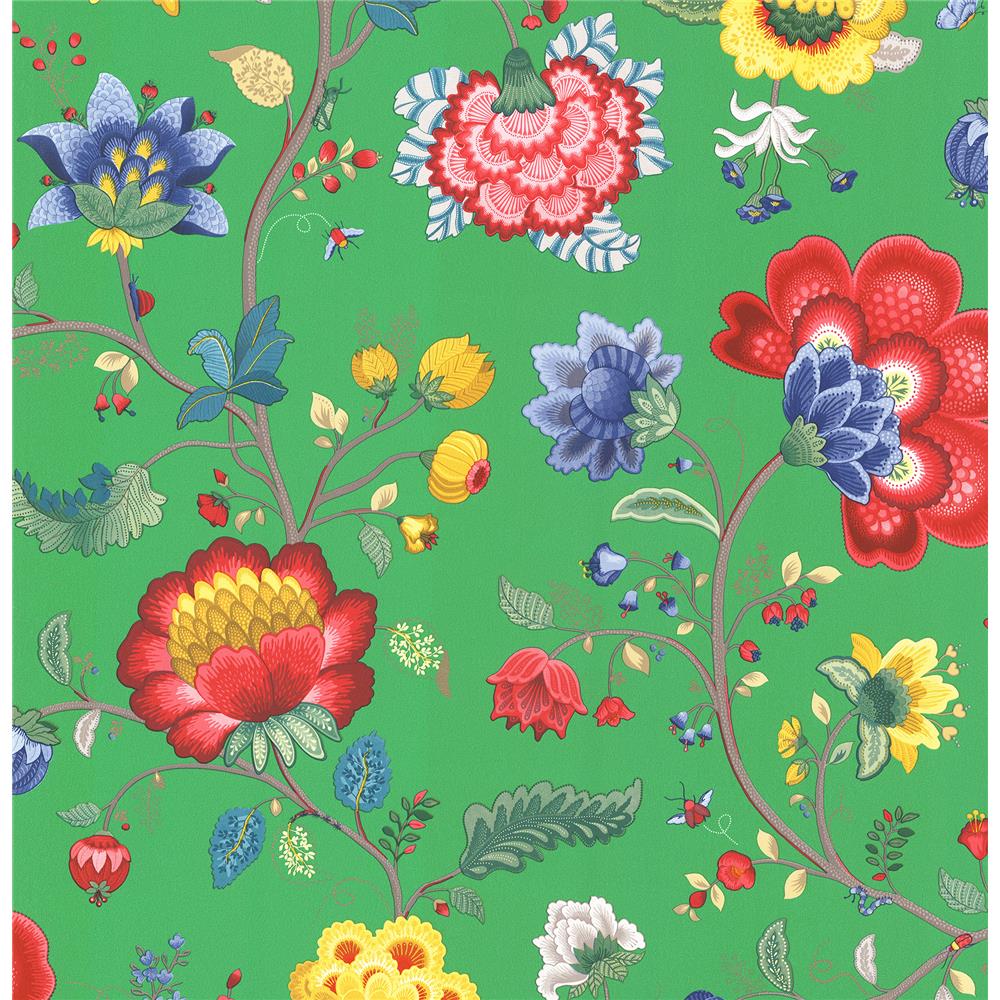 Eijffinger by Brewster 341036 Pip III Epona Green Floral Fantasy Wallpaper in Green