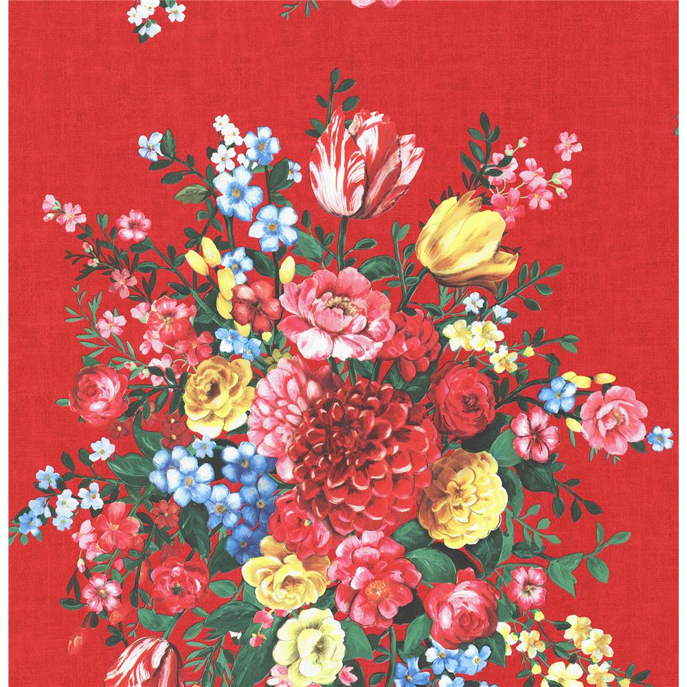 Eijffinger by Brewster 341042 Pip III Ayaanle Red Dutch Painters Floral Wallpaper in Red