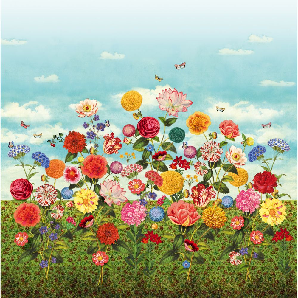 Eijffinger by Brewster 341085 Pip III Wild Flowerland Mural Wallpaper in Multicolored Color
