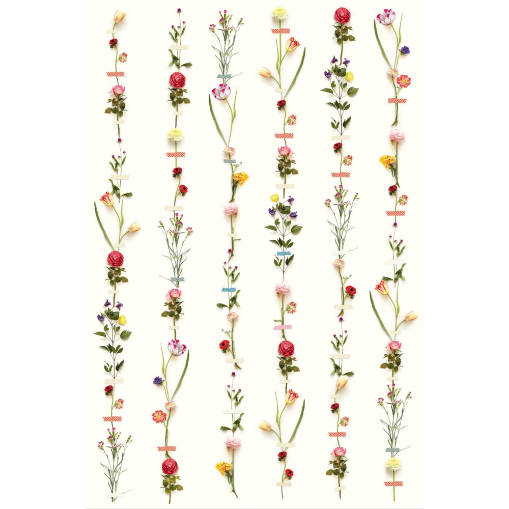 Eijffinger by Brewster 341087 Pip III Flower Garland Mural Wallpaper in Multicolored Color