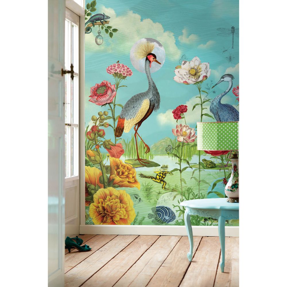 Eijffinger by Brewster 341099 Pip III Kiss the Frog Mural Wallpaper in Multicolored Color