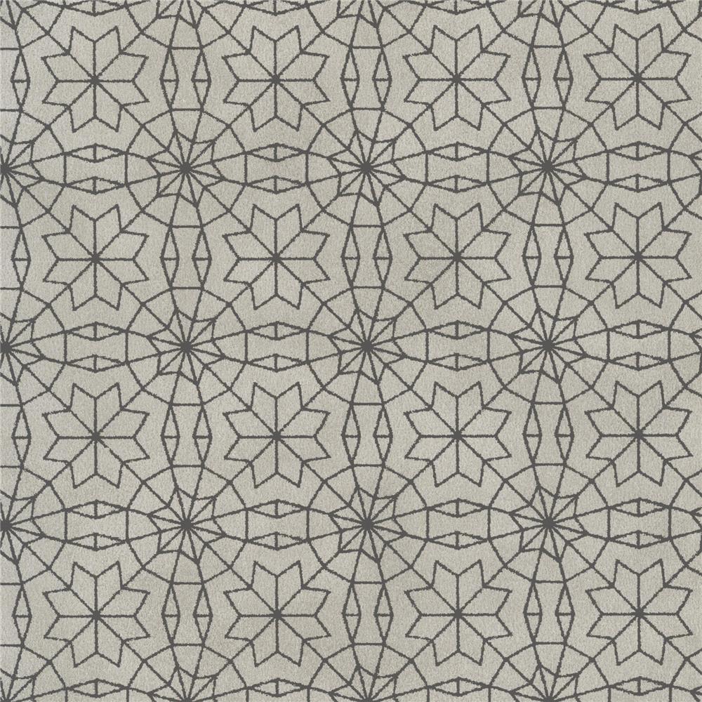 Eijffinger by Brewster 341772 Yasmin Marqueterie Silver Mosaic Geometric Wallpaper in Silver