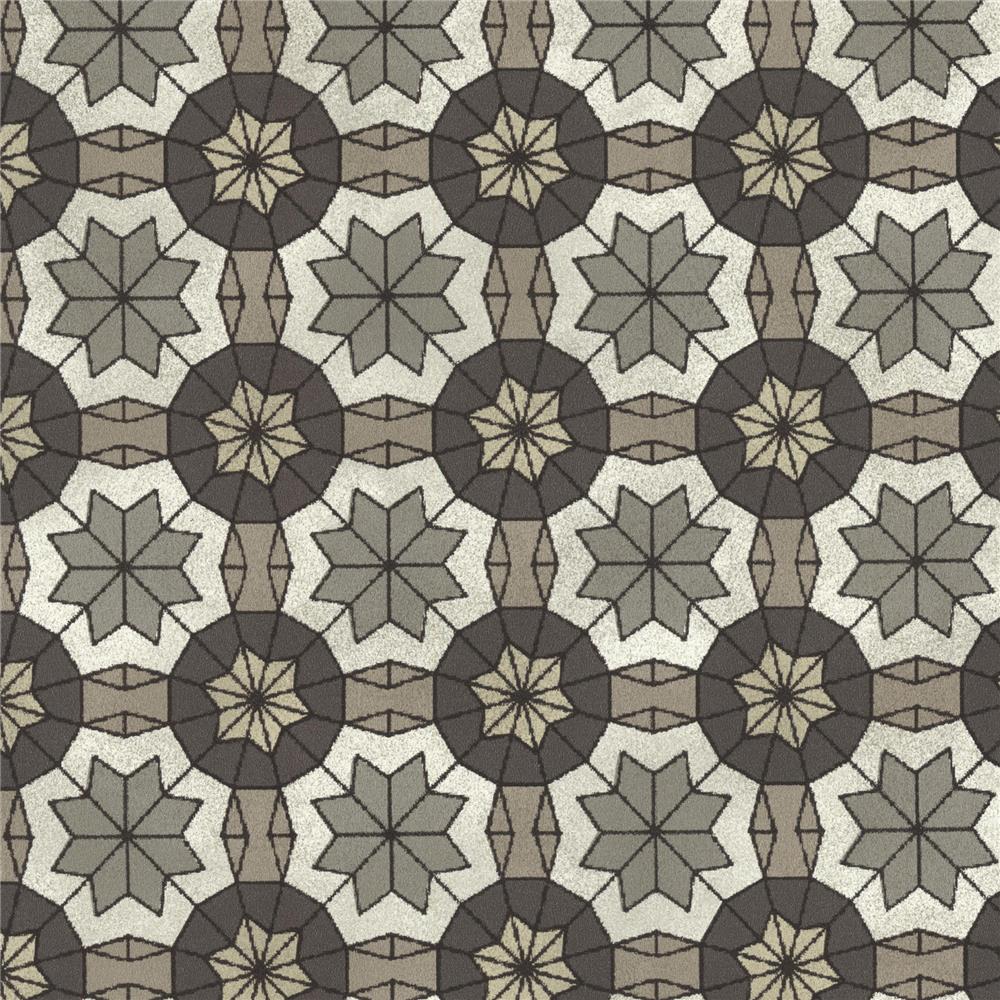 Eijffinger by Brewster 341773 Yasmin Marqueterie Pewter Mosaic Geometric Wallpaper in Pewter