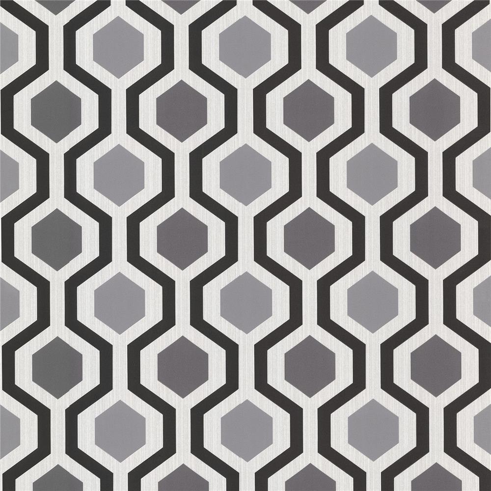 Brewster 347-20133 Kitchen & Bath Resource III Marina Black Modern Geometric Wallpaper in Black
