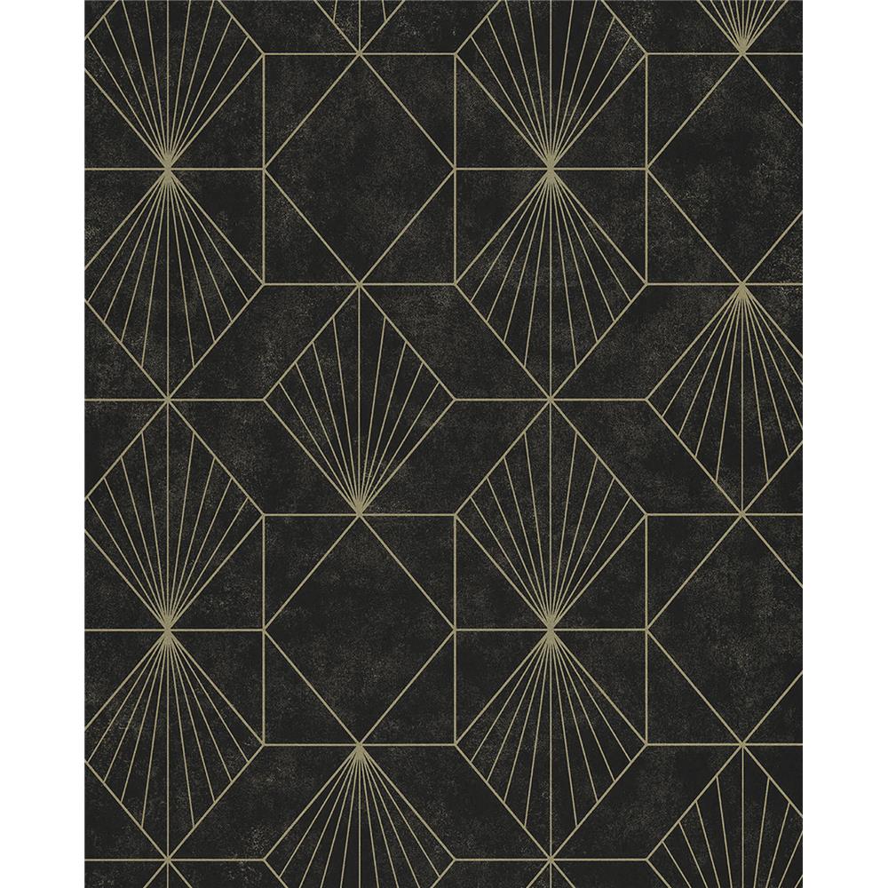 Eijffinger by Brewster 366073 Geonature Halcyon Black Geometric Wallpaper