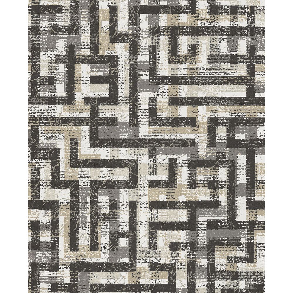 Eijffinger by Brewster 376011 Tebessa Black Geometric Wallpaper