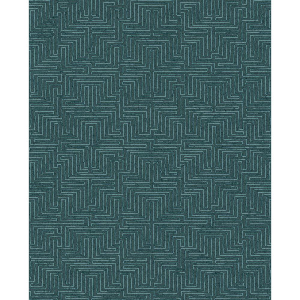 Eijffinger by Brewster 376060 Kairo Teal Geometric Wallpaper