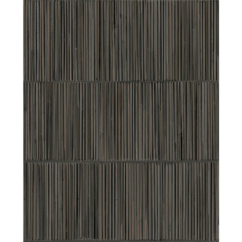 Eijffinger by Brewster 391510 Aspen Charcoal Natural Stripe Wallpaper