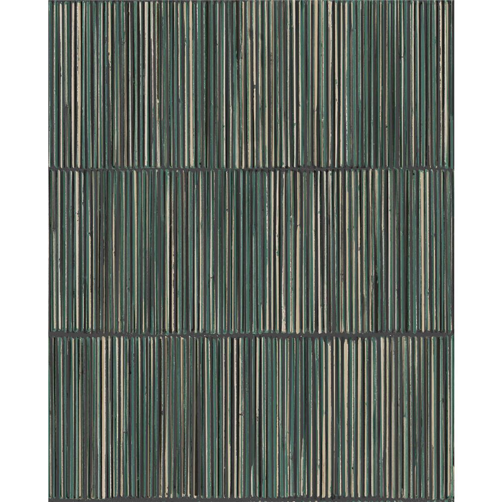 Eijffinger by Brewster 391511 Aspen Dark Green Natural Stripe Wallpaper