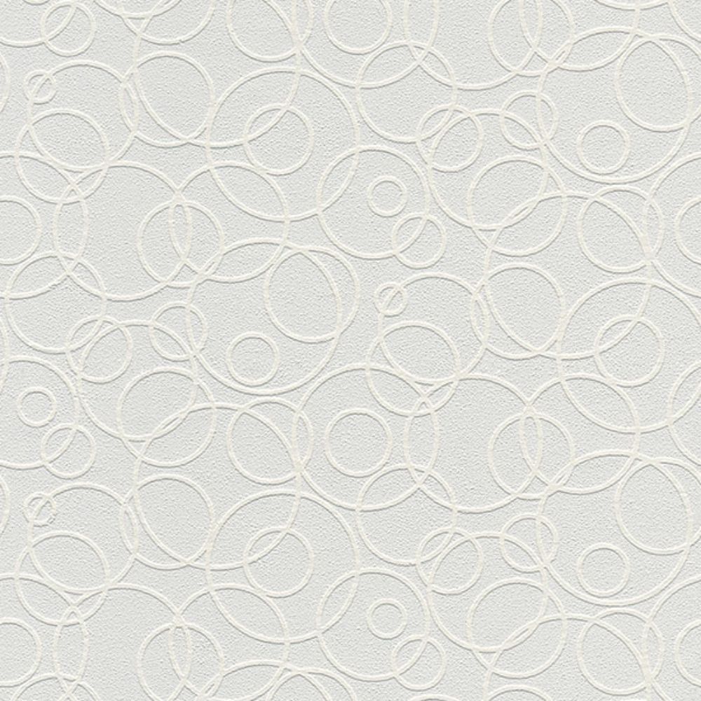 Brewster 4000-1045-19 Artemisia White Circles Paintable Wallpaper