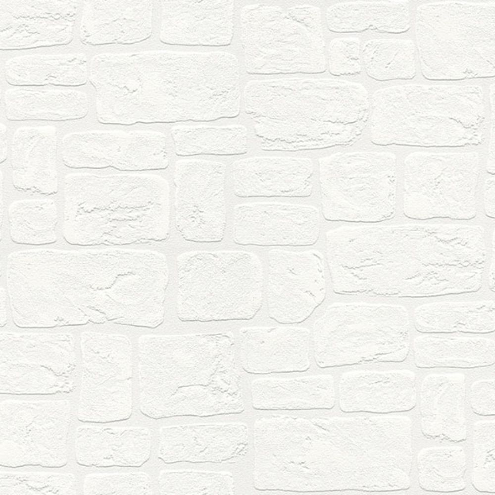 Brewster 4000-2040-42 Gaffrey White Stone Paintable Wallpaper