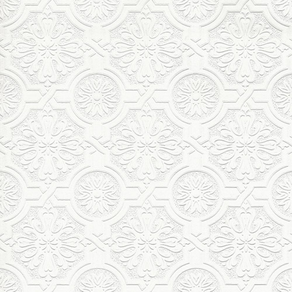 Brewster 4000-32817 Victorian White Tin Ceiling Paintable Wallpaper